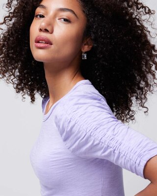 Shirred Sleeve Crewneck Tee