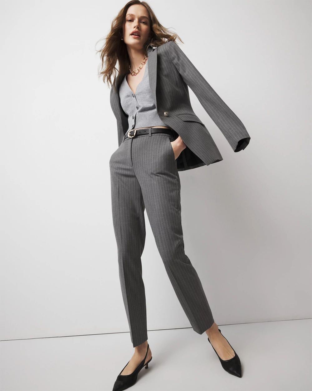 WHBM® Elle Slim Ankle in Pinstripe click to view larger image.