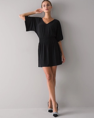 Petite Kimono Sleeve Smocked Waist Dress