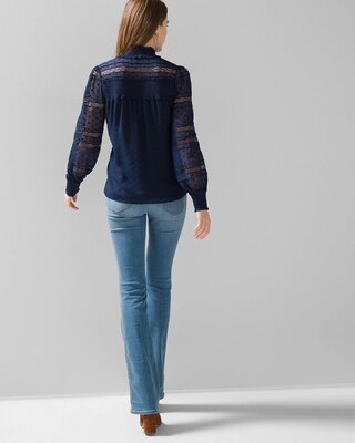 White Mixed Lace Blouse