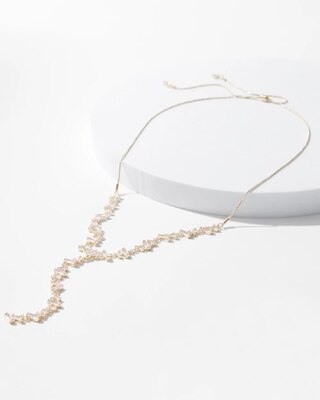 Gold Adjustable Baguette Y-Necklace