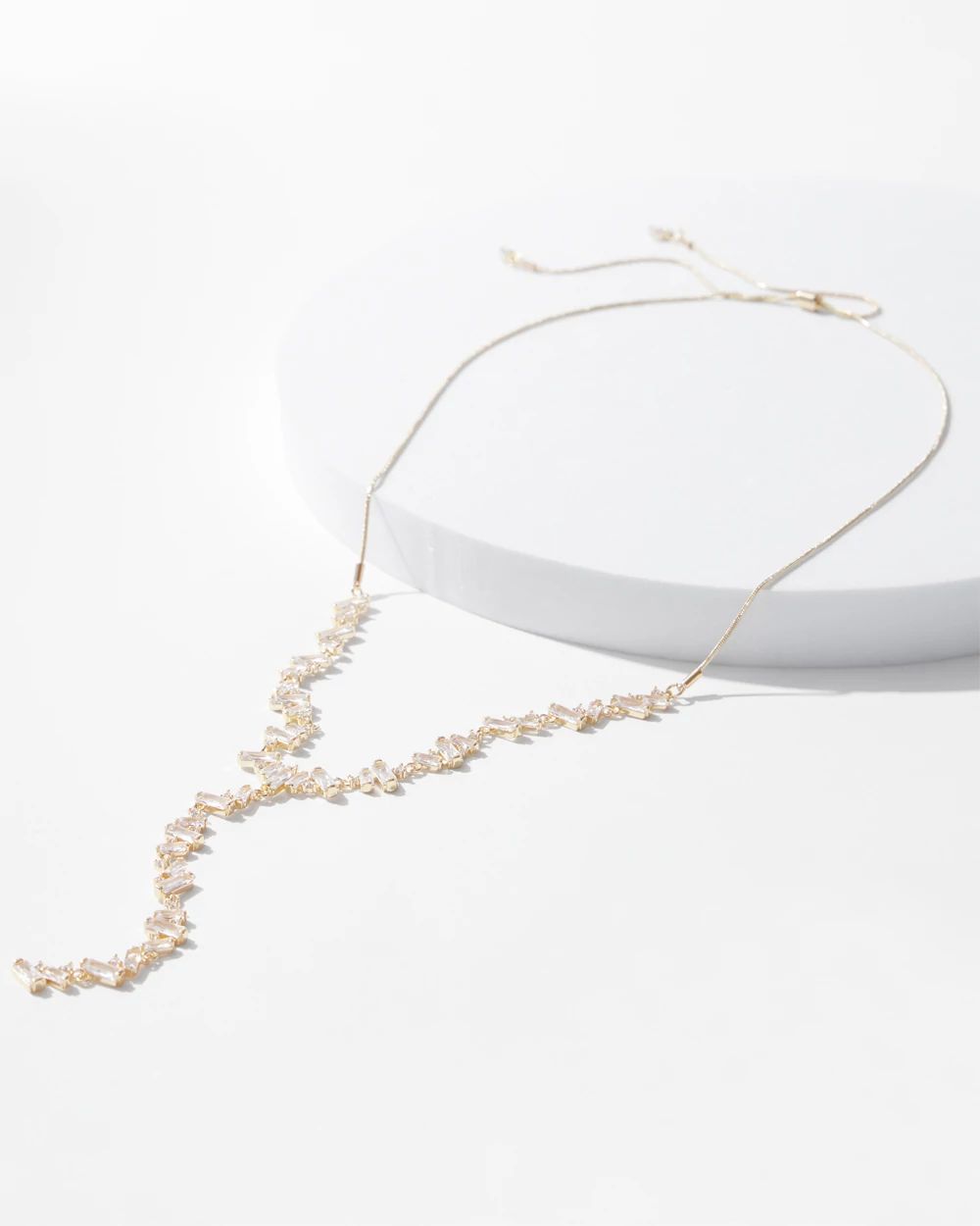 Gold Adjustable Baguette Y-Necklace