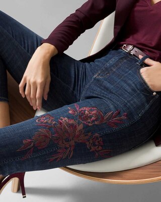 High-Rise Everyday Soft Denim™ Embroidered Straight Jeans click to view larger image.