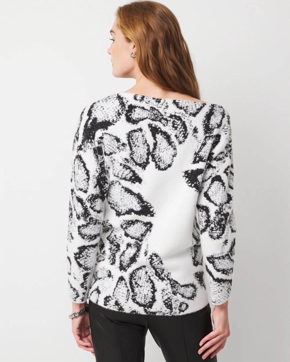 Off-The-Shoulder Leopard Print Sweater click to view larger image.