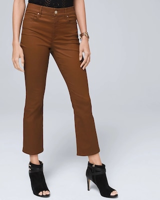 High-Rise Coated Bootcut Crop Jeans