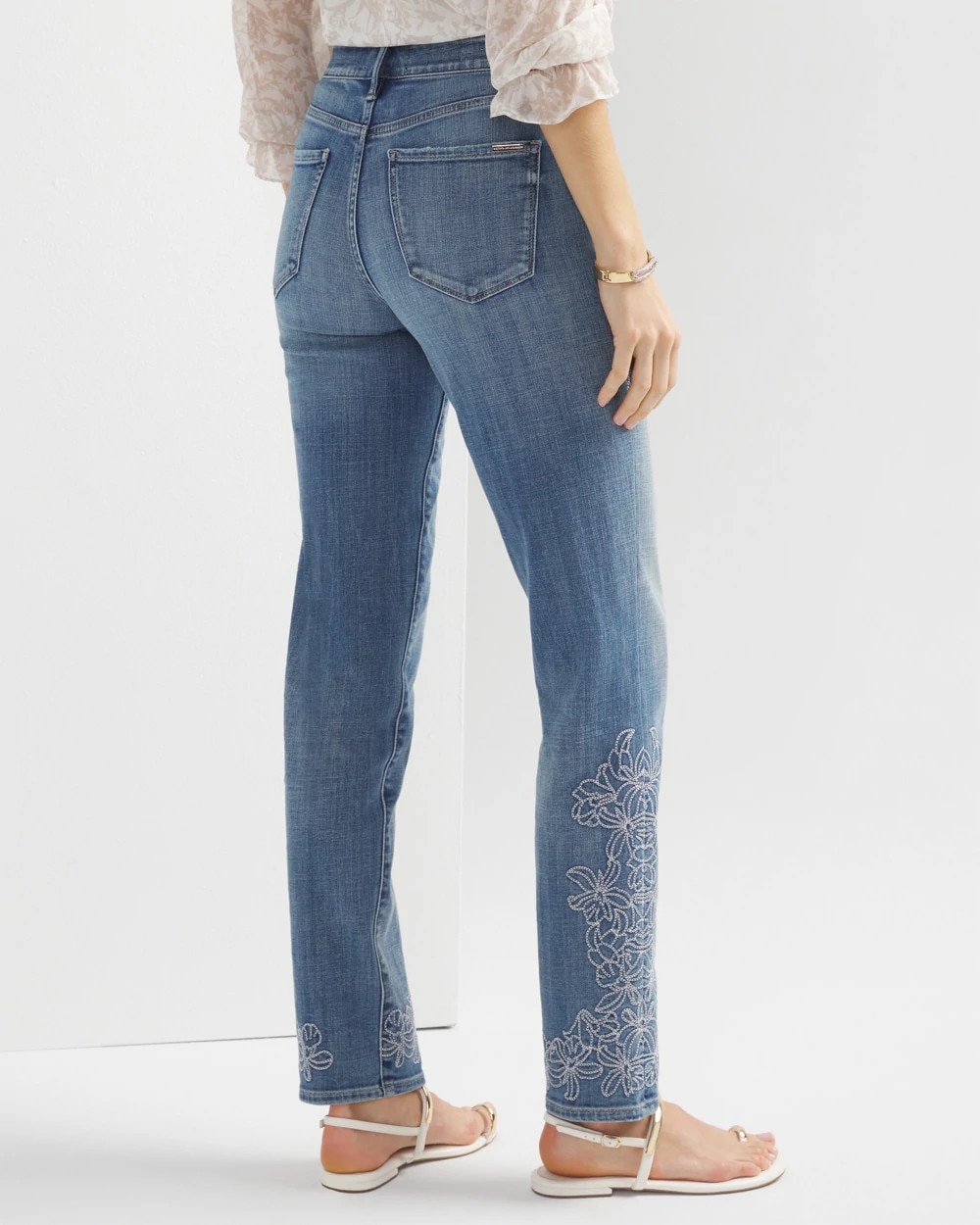 Mid-Rise Everyday Soft Embroidered Girlfriend Jeans