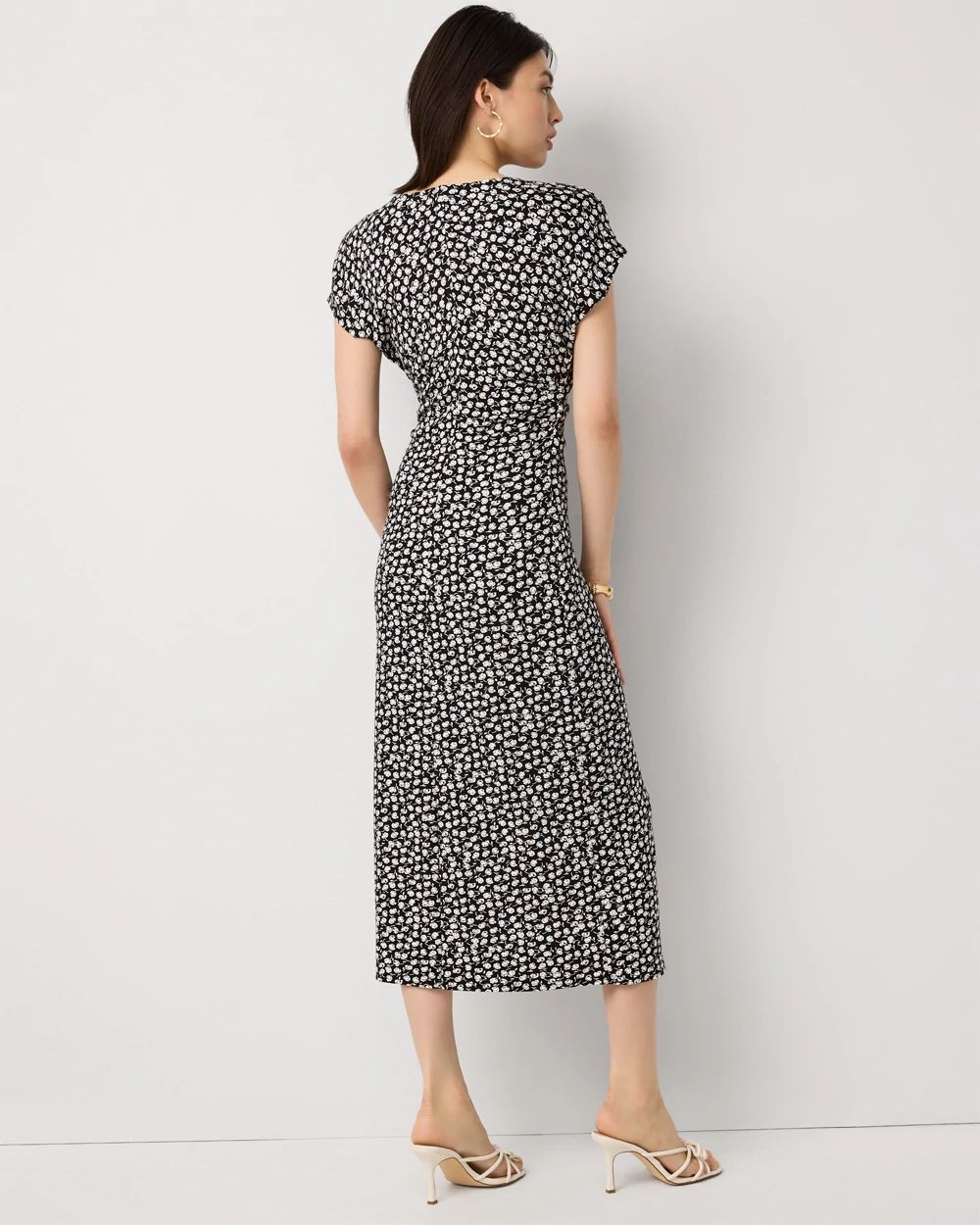 Gathered Waist Short Sleeve Midi Dress click to view larger image.