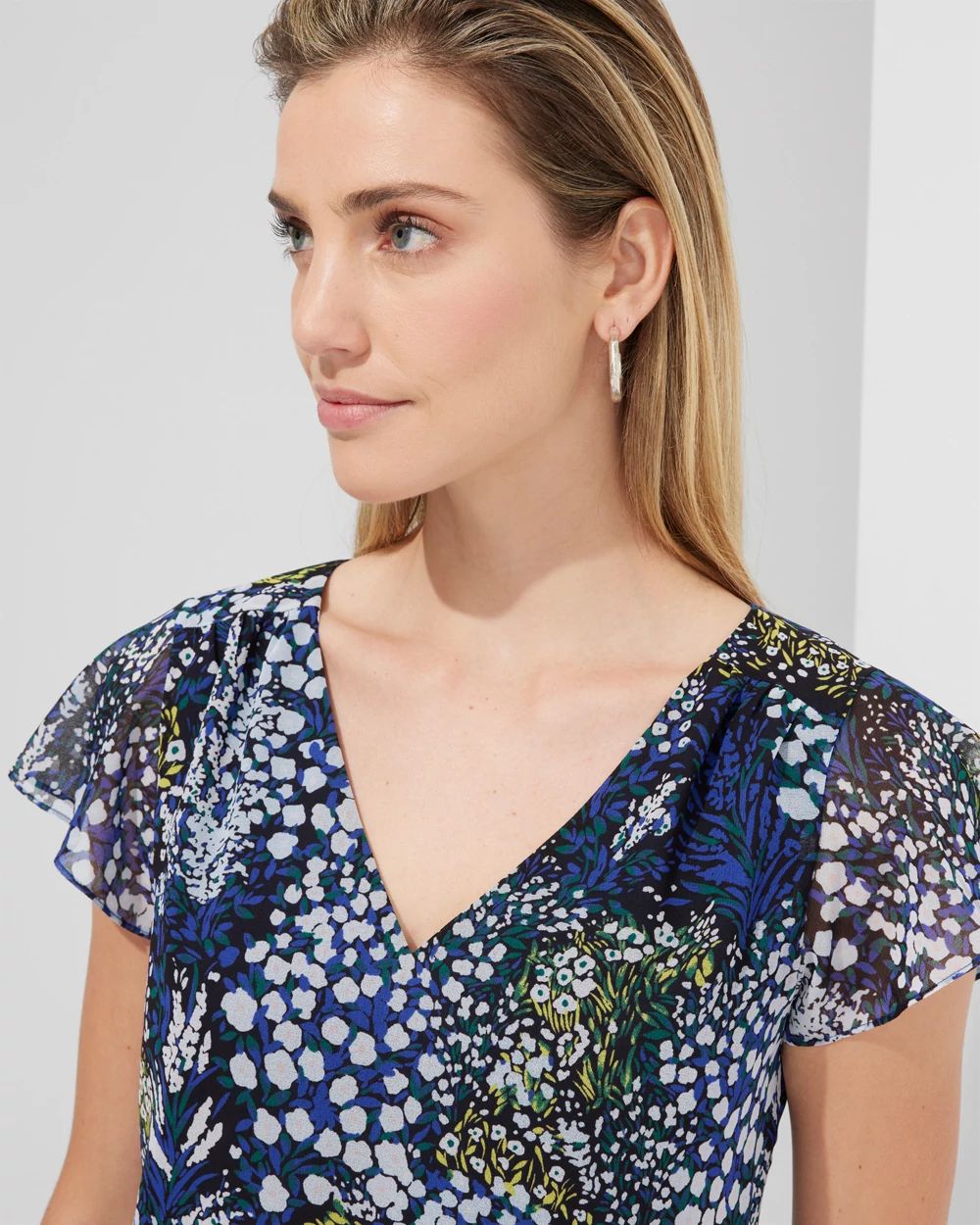 Outlet WHBM Flutter Sleeve V-Neck Blouse