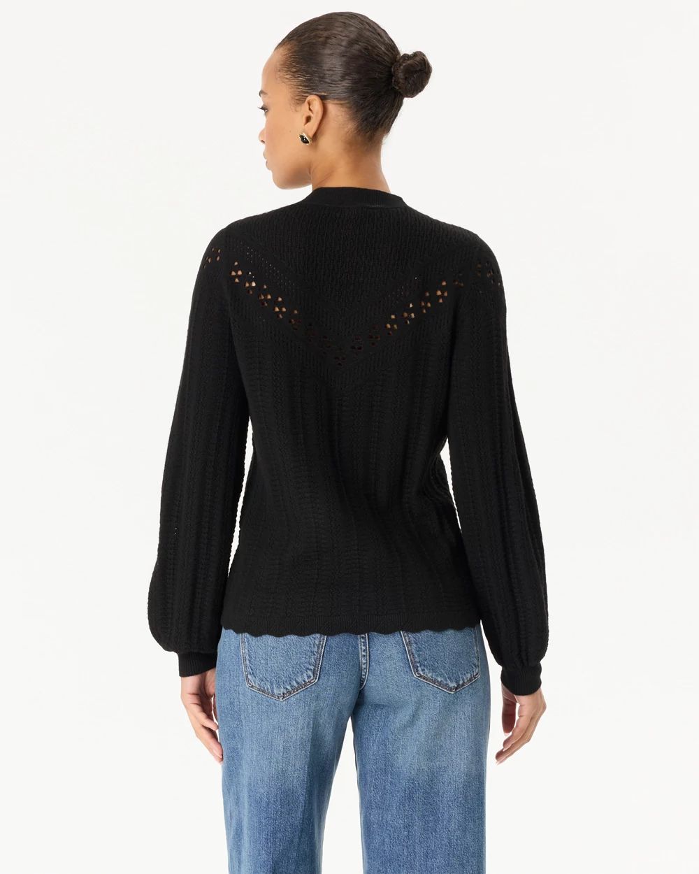 Mock Neck Long Sleeve Pullover Sweater click to view larger image.