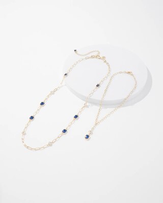 Gold + Blue Crystal Convertible Necklace