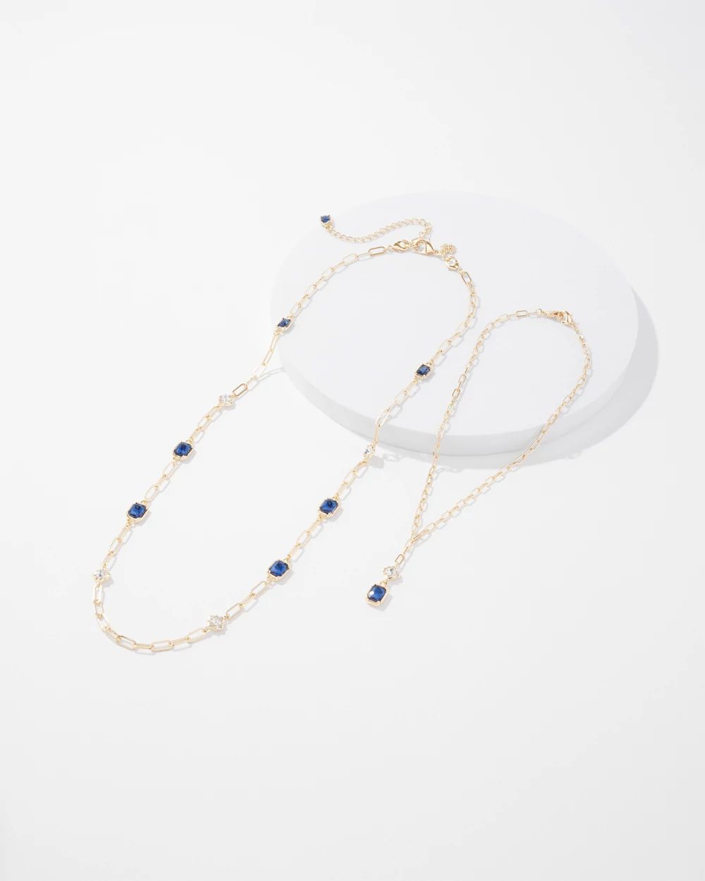 Gold + Blue Crystal Convertible Necklace