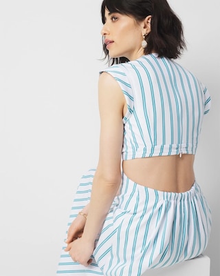 Petite Striped Cotton Midi Dress click to view larger image.