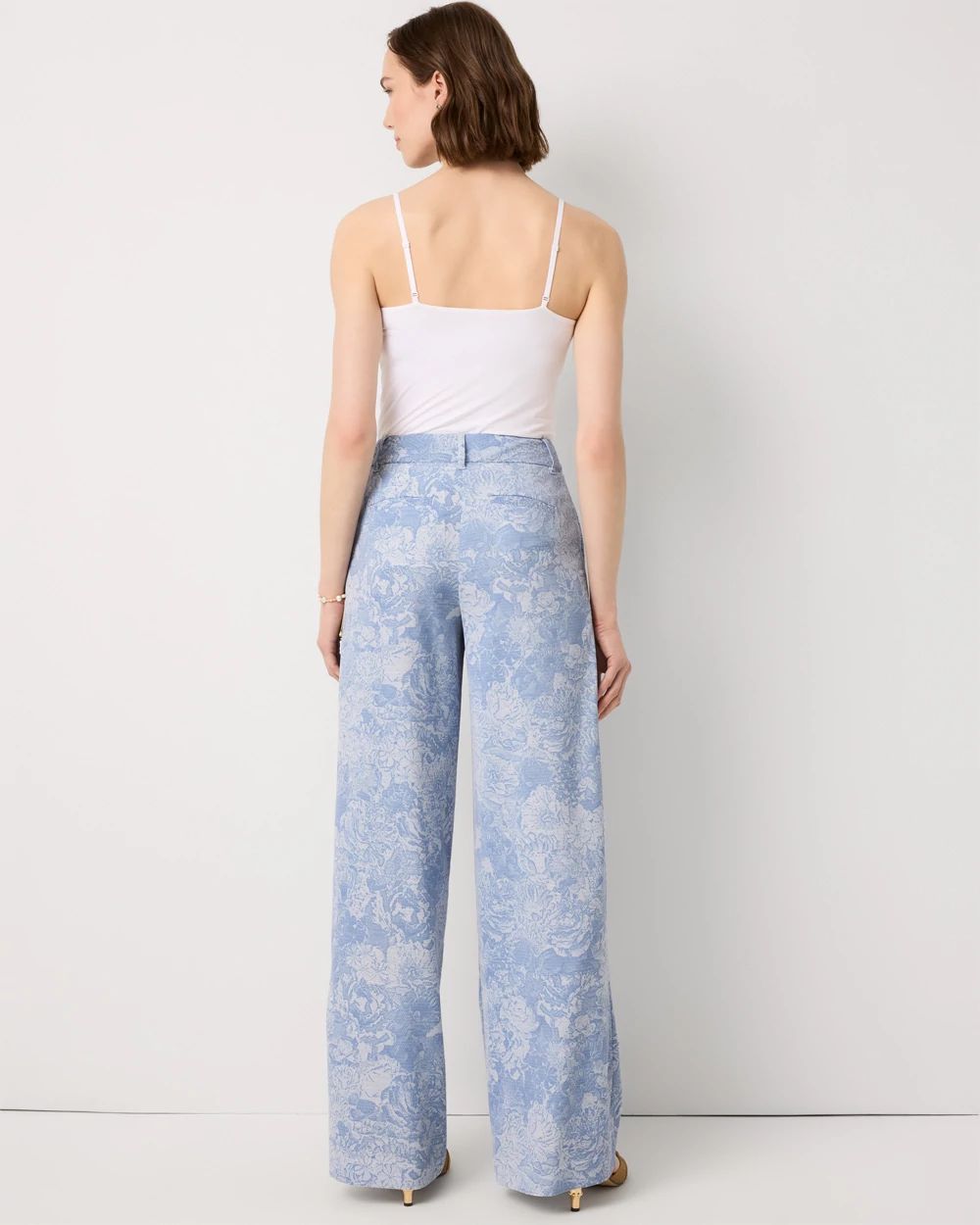 Petite Floral High-Rise Wide Leg Pant