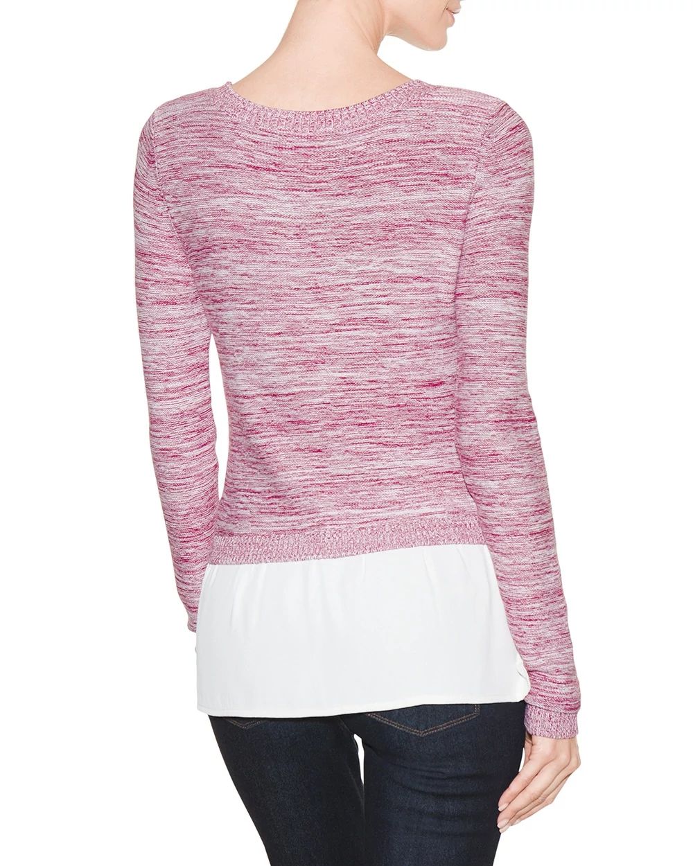 Outlet WHBM Woven-Hem Pullover Sweater click to view larger image.