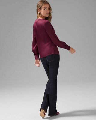 Smocked Shoulder Satin Blouse