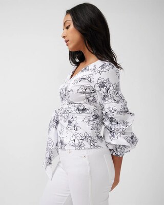 Drama-Sleeve Poplin Shirt