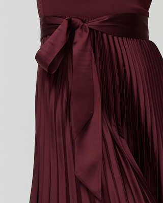Scuba Knit & Satin Pleated Dress