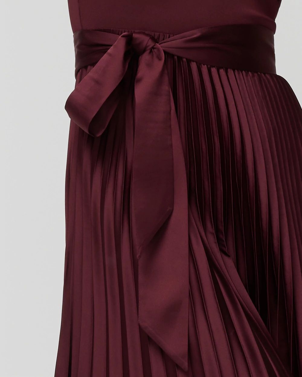 Scuba Knit & Satin Pleated Dress