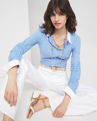 Petite Cuffed Poplin Shirt click to view larger image.