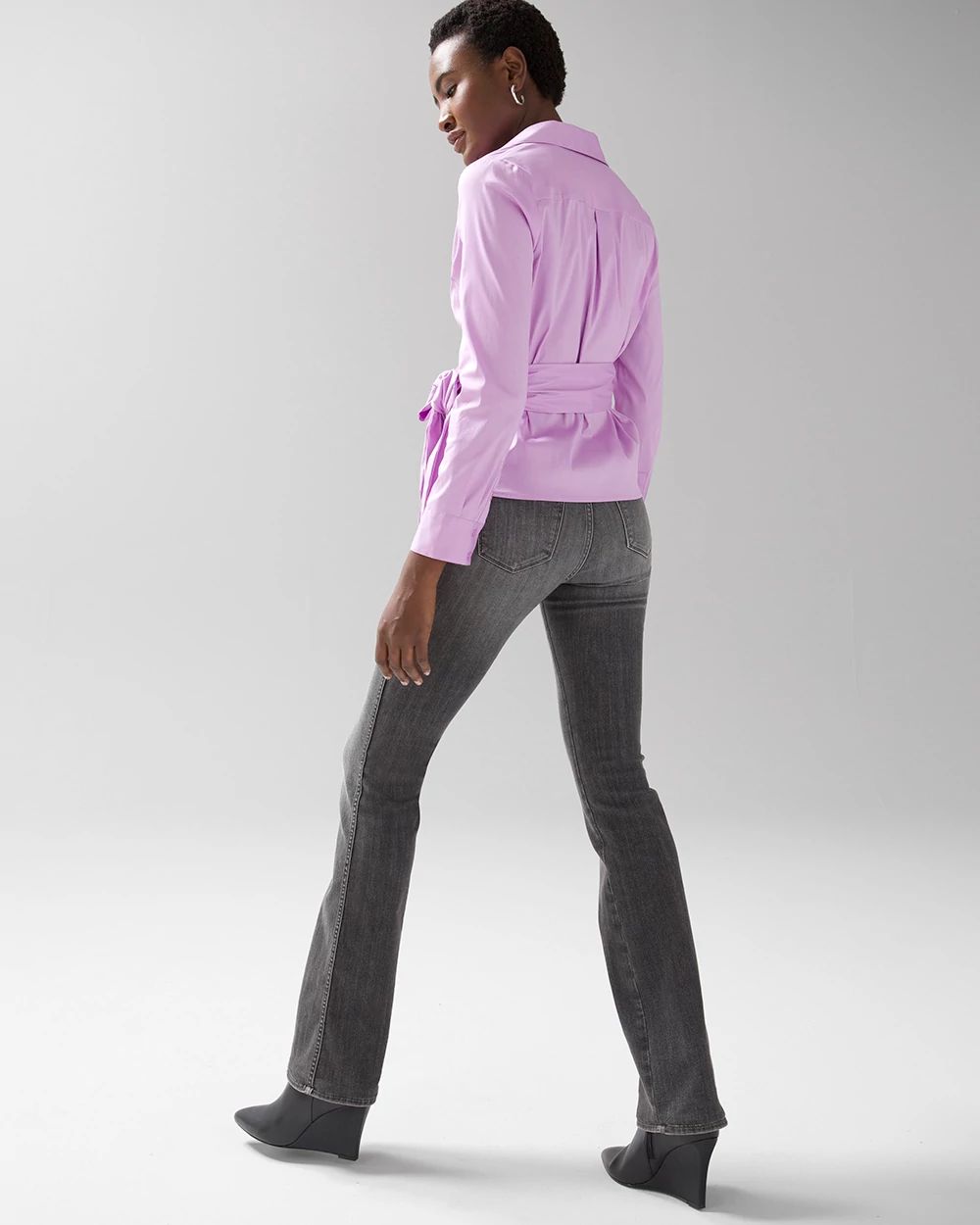 Tie-Waist Poplin Shirt