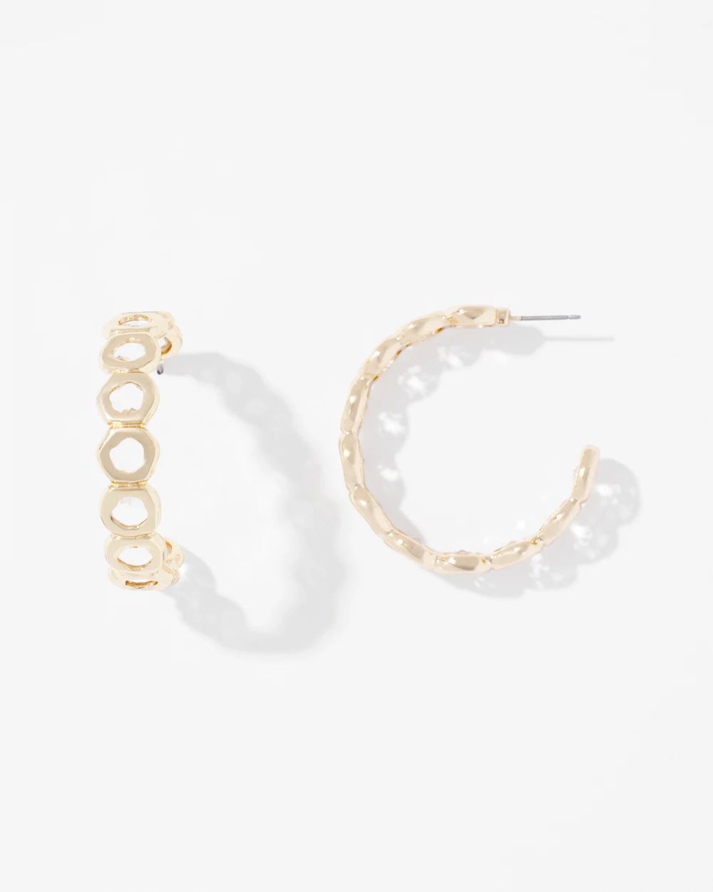 Gold Round Crystal Hoop Earrings