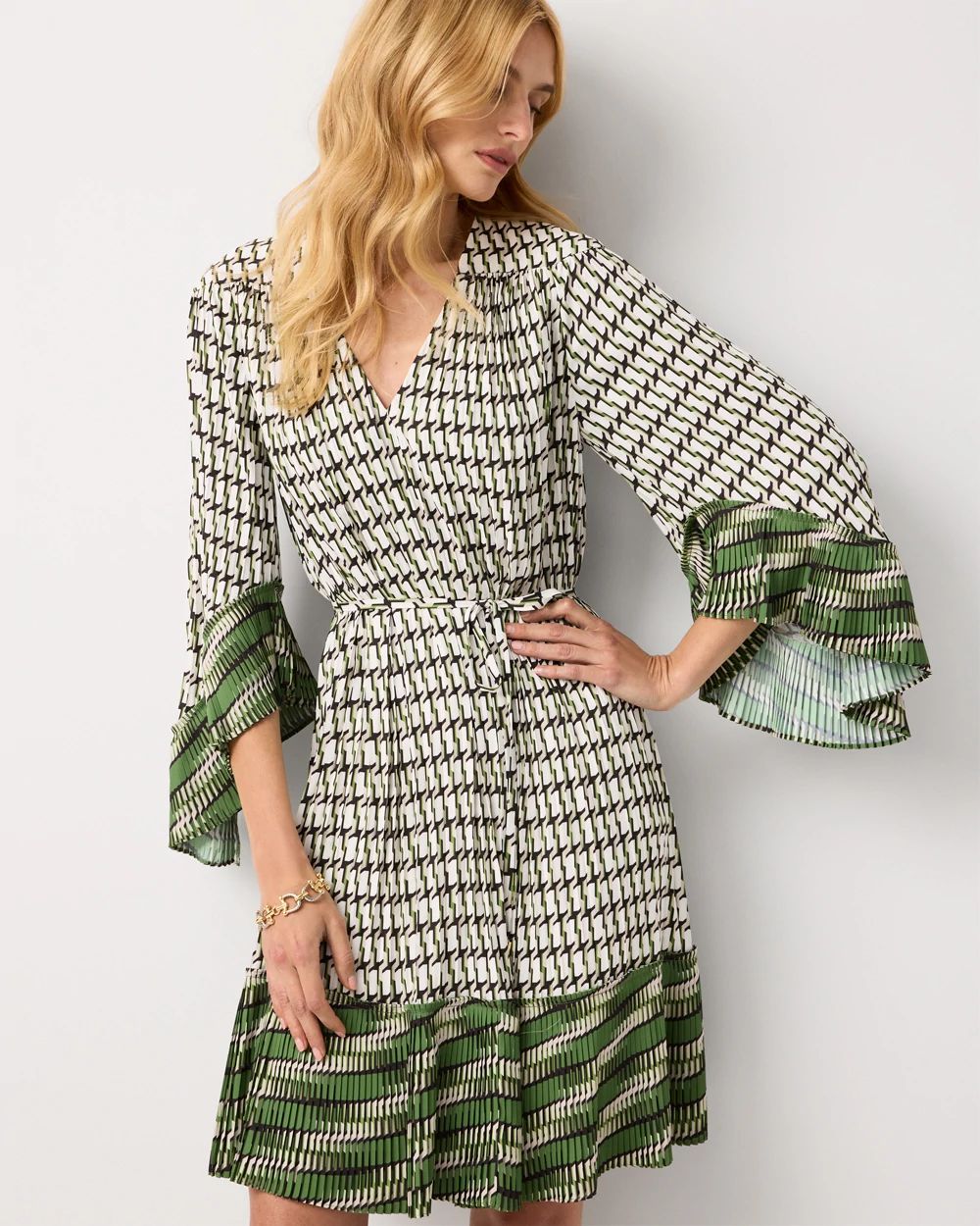 Flutter Sleeve Crepe Dress click to view larger image.