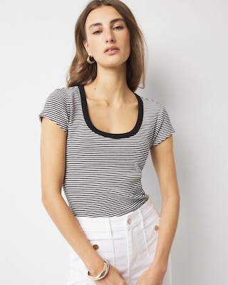 WHBMFORME™ Ribbed Stretch Scoop Neck Tee