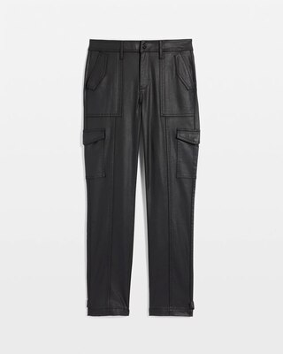 Petite Mid-Rise Tapered Cargo Coated Jeans