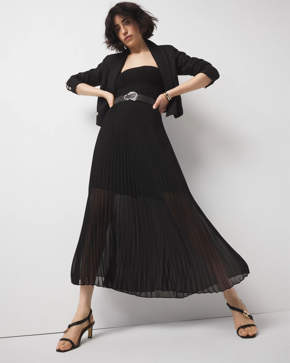 Petite Pleated Maxi Skirt