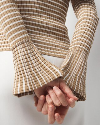 Striped Flared Cuff Sweater click to view larger image.