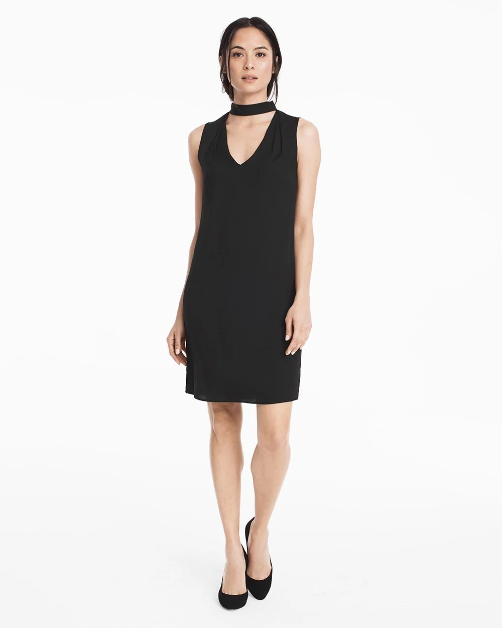 Sleeveless Choker Black Shift Dress White House Black Market