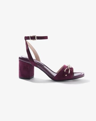 Suede Horsebit Heeled Sandal