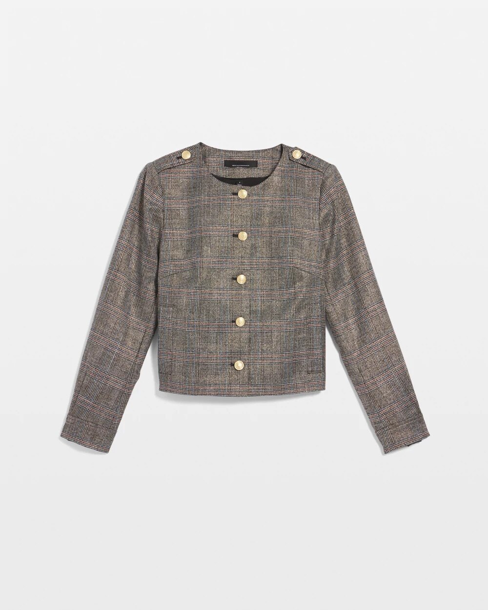 Metallic Plaid Cropped Jacket - image 5