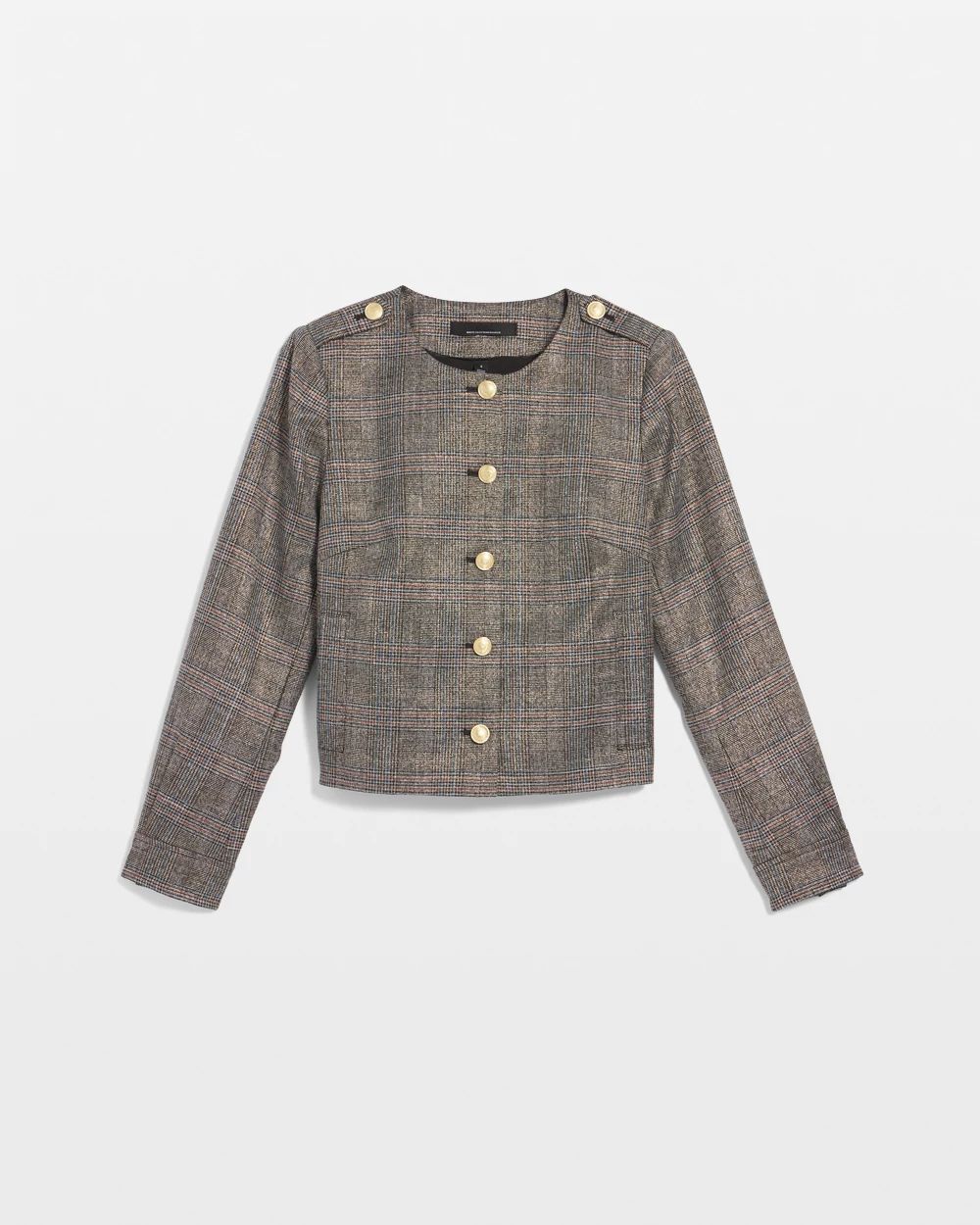 Metallic Plaid Cropped Jacket