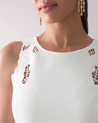Sleeveless White Lace Trim Dress