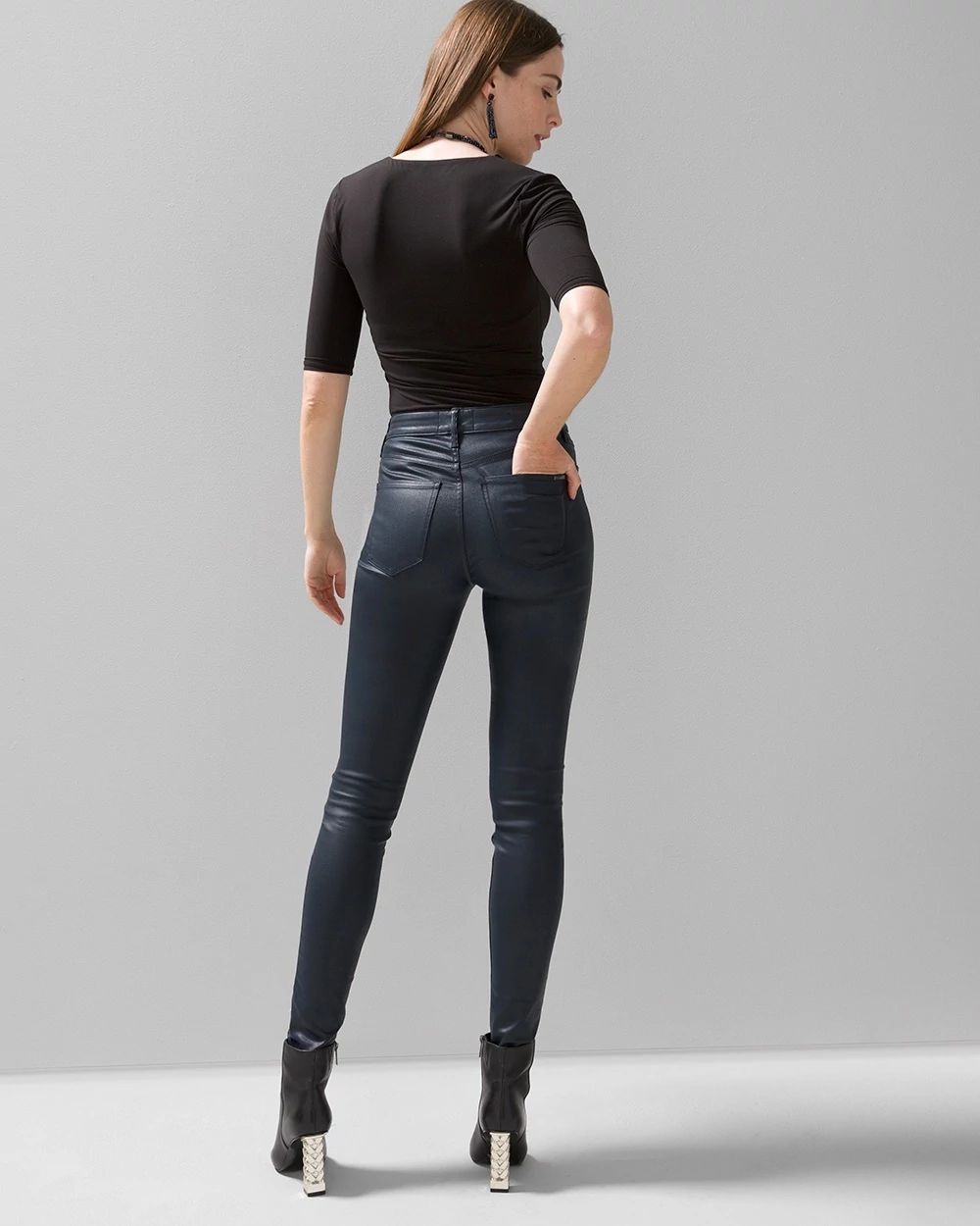 Petite High-Rise Coated Skinny Jeans click to view larger image.