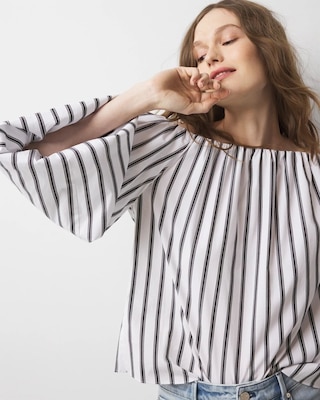 Off-the-Shoulder Drama Sleeve Blouse click to view larger image.