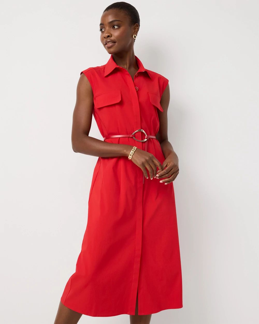 Belted Midi Shirt Dress