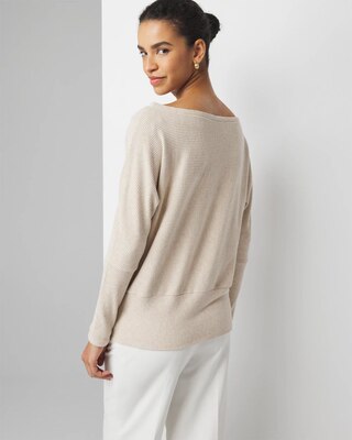 Off-The-Shoulder Ribbed Knit Pullover click to view larger image.