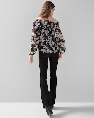 Off-the-Shoulder Chiffon Blouse
