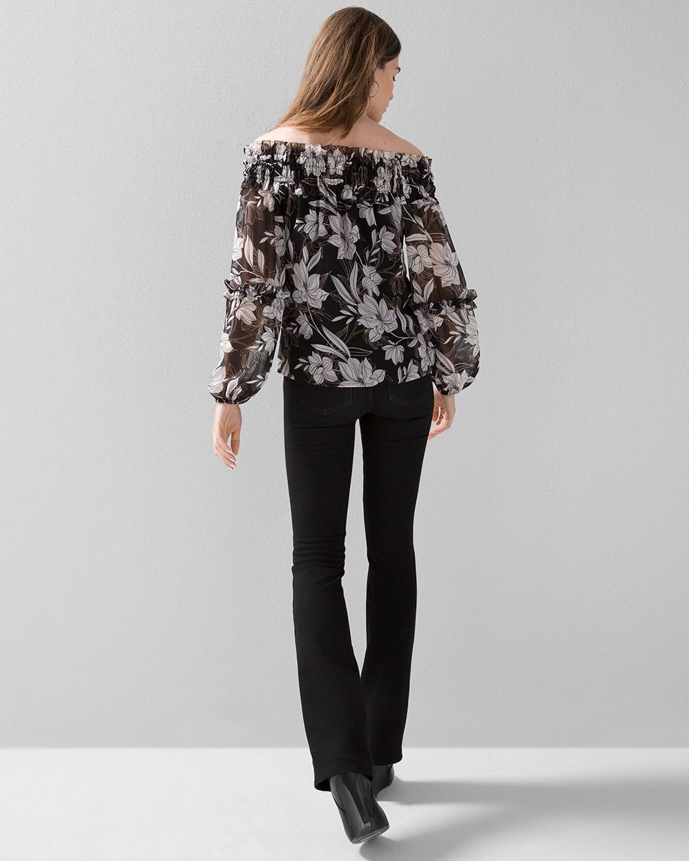 Off-the-Shoulder Chiffon Blouse click to view larger image.