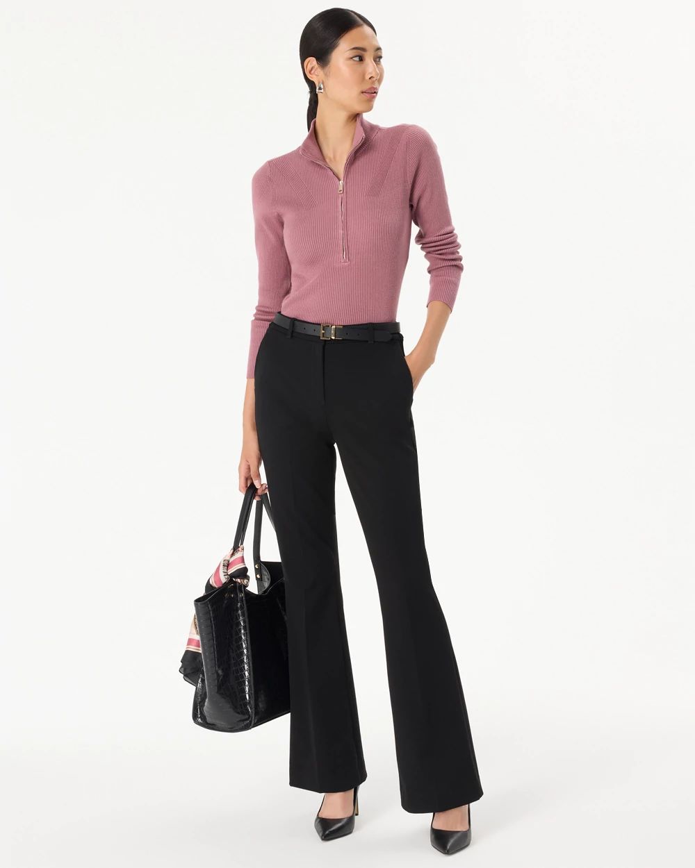 Zip-Up Mock Neck Pullover click to view larger image.