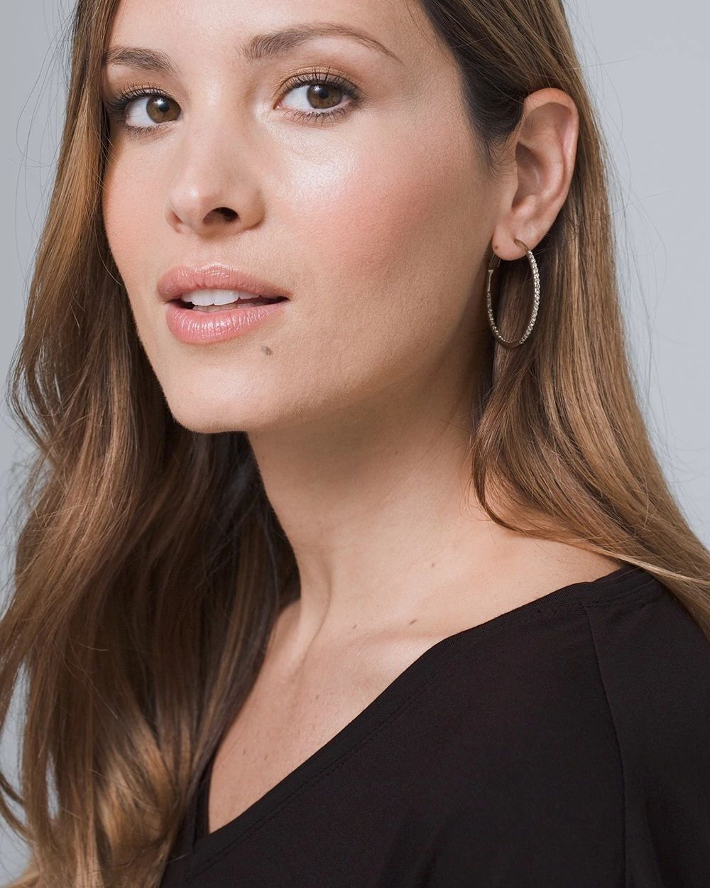 Crystal Double Pave Hoop Earrings