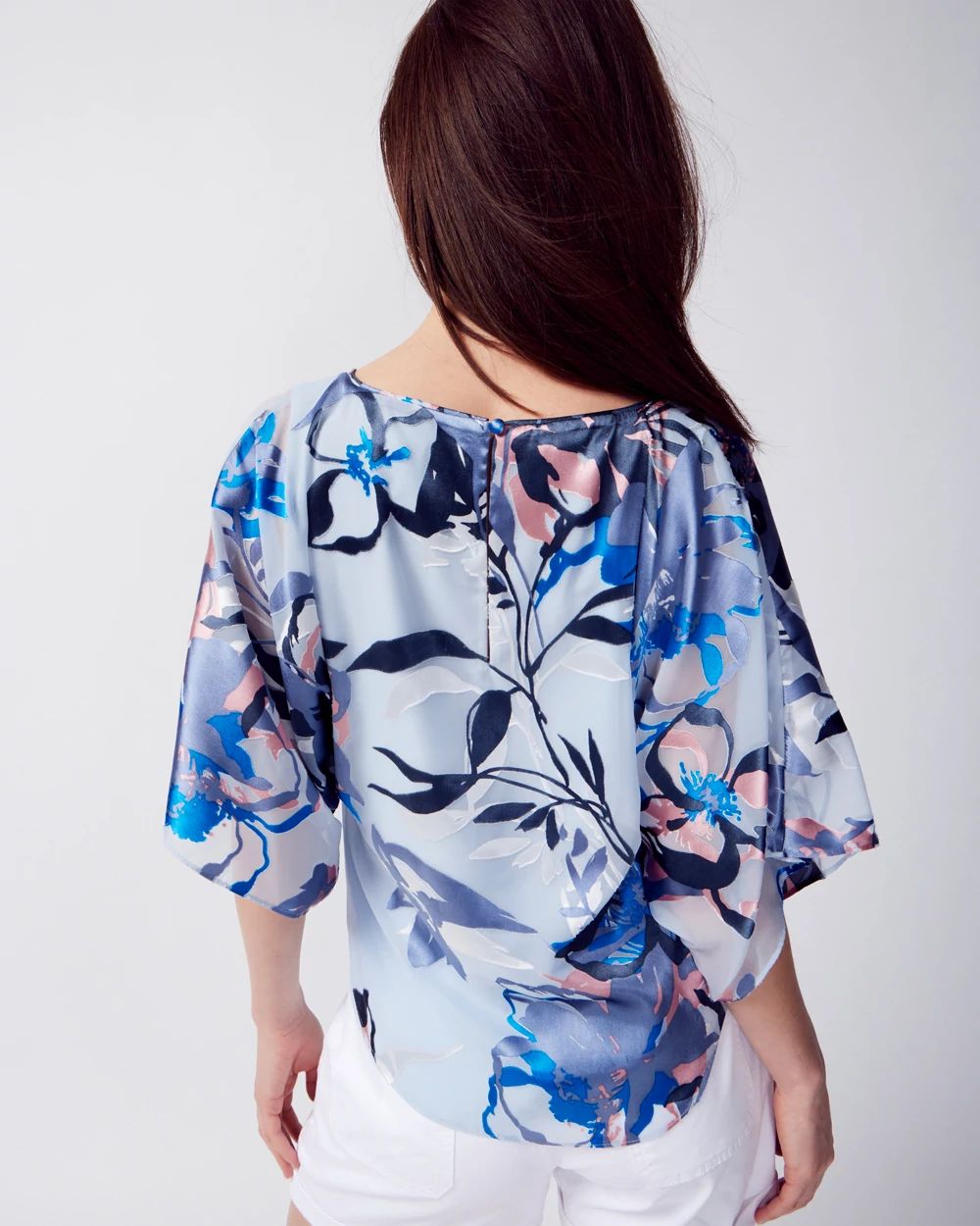 Printed Kimono-Sleeve Top