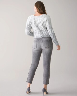 High-Rise Rhinestone Stripe Straight Jeans
