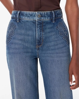 Embossed High-Rise Wide-Leg Jean click to view larger image.