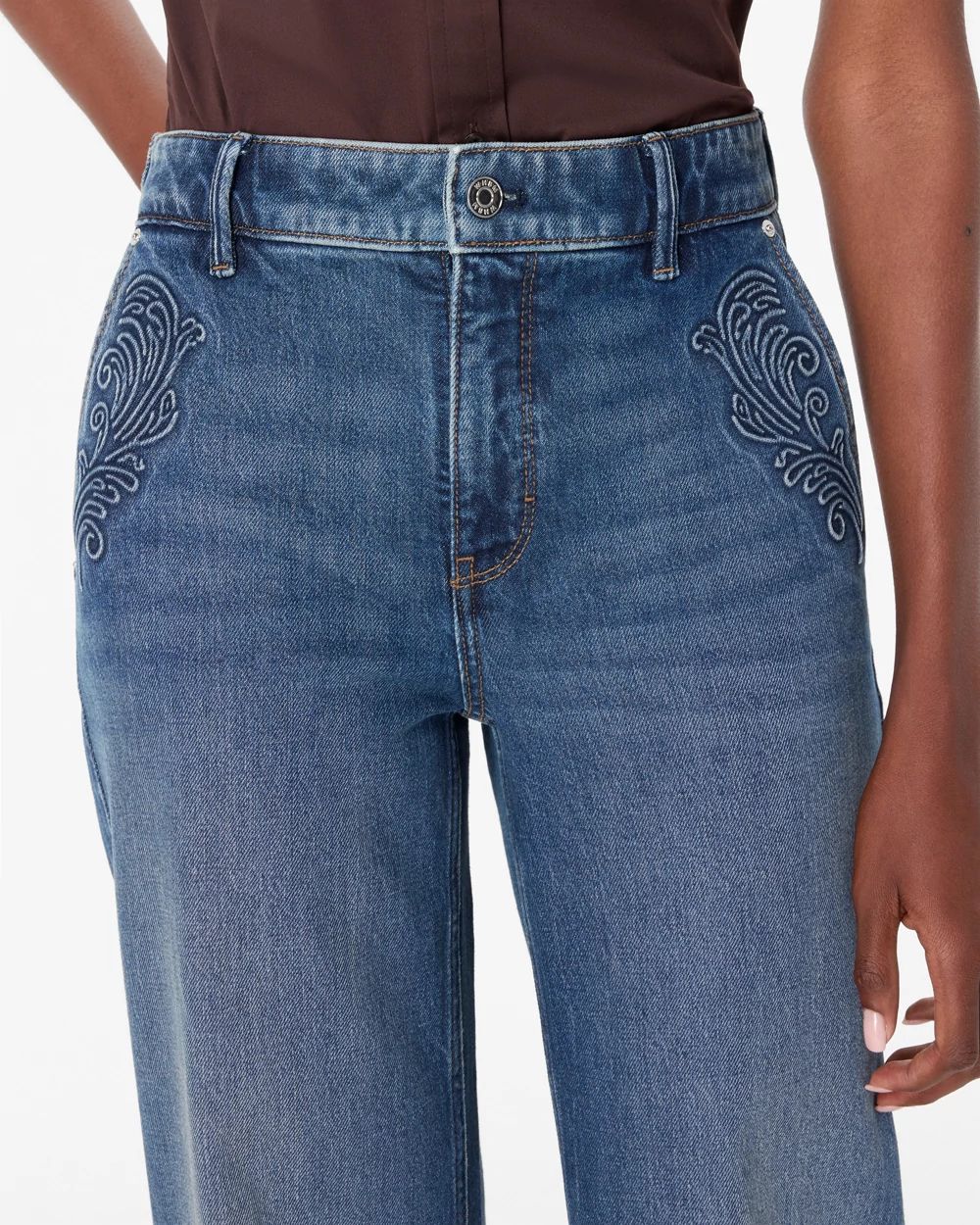 Embossed High-Rise Wide-Leg Jean click to view larger image.