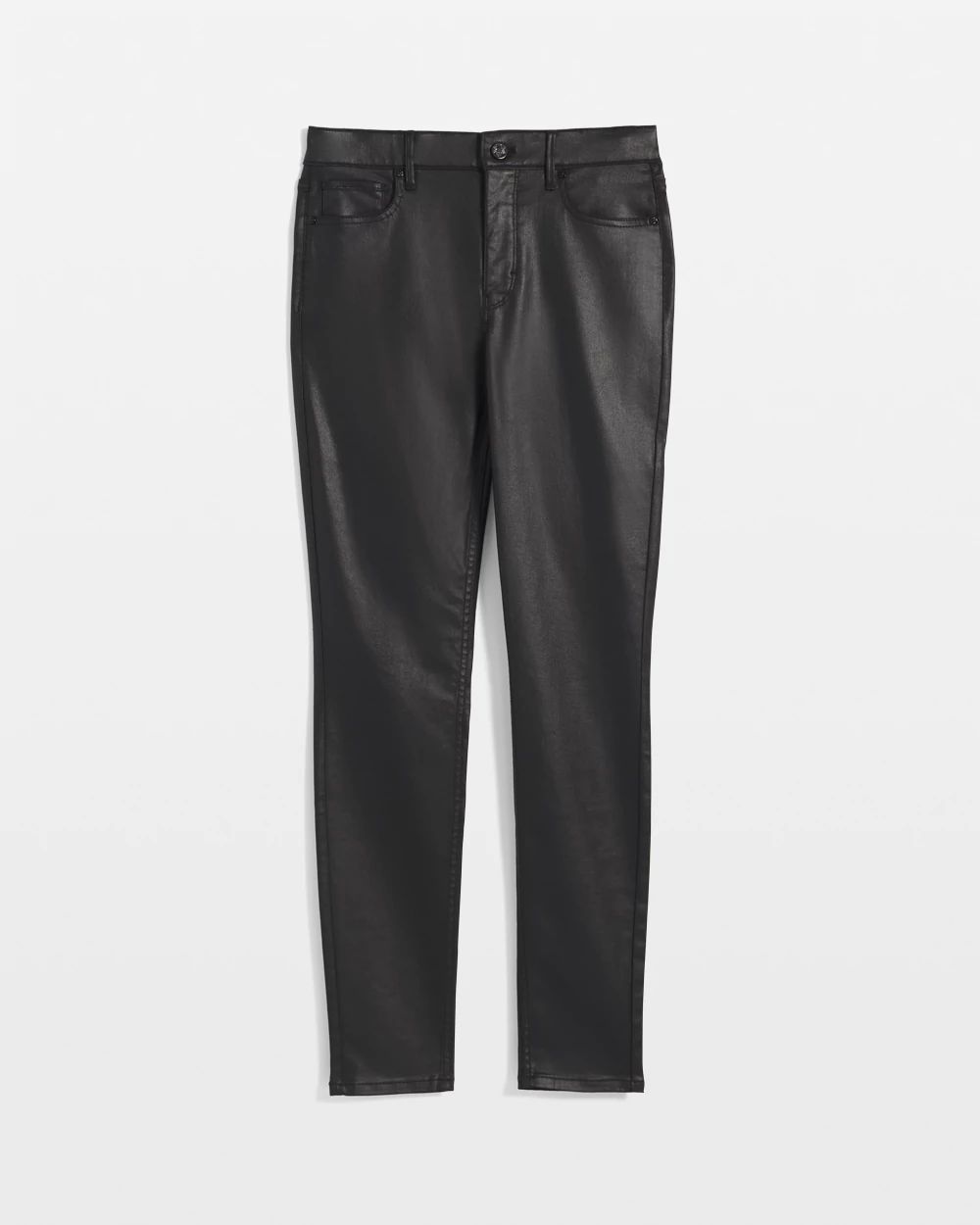 High-Rise Coated Skinny Jeans click to view larger image.