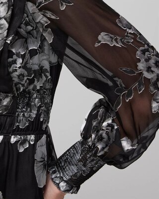 Long-Sleeve Detailed Burnout Blouse
