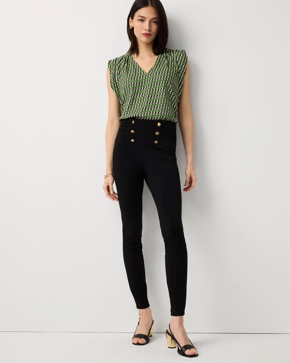 Side-Pleat Ponte Legging